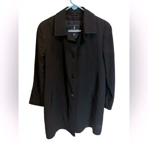 London Fog Women’s Black Long Trench Coat Lined Water Resistant Size Medium
